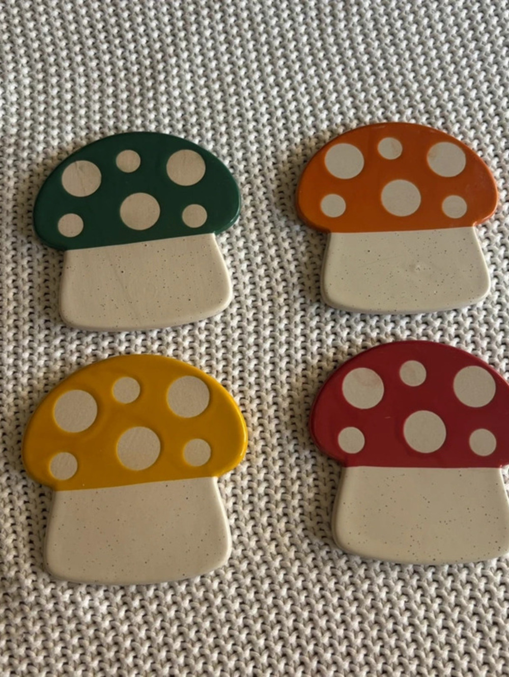 World Market Ceramic Mushroom Coasters 4 cottagecore colorful home decor whimsy